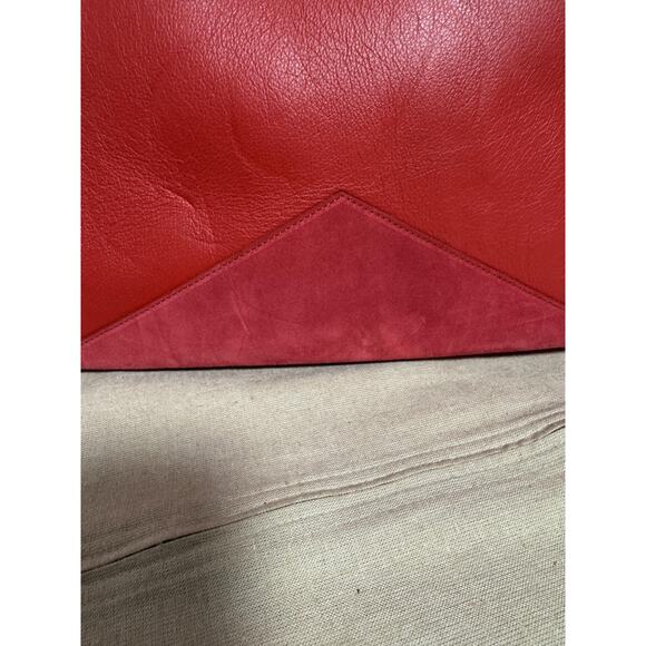 FACINE Tote Bag Womens Red Leather Suede Trim Zip Top Shoulder Made in Italy - Picture 7 of 13